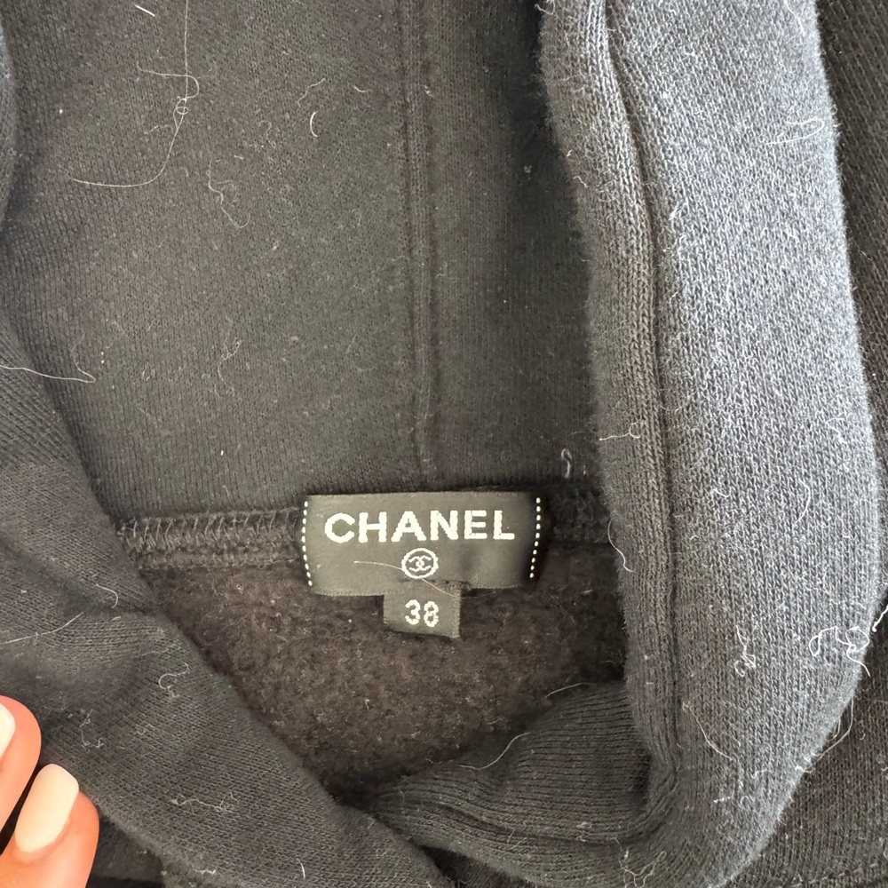 CHANEL Black Hoodie with Colorful Sequin Logo - Picture 2 of 3